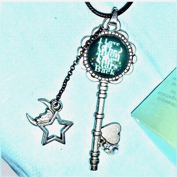Moon & Stars Embellished Key Pendant - Picture 9 of 11